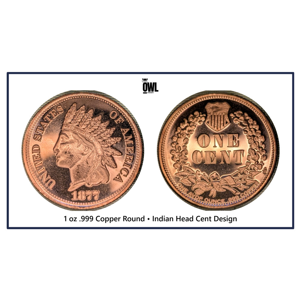 1 oz .999 Copper Round • Indian Head Cent Design • UMM Finds NorCal